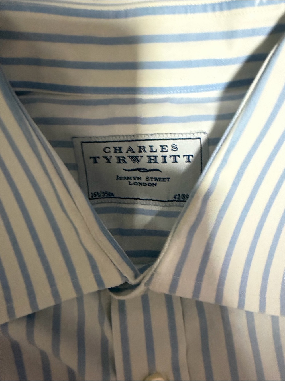 Charles Tyrwhitt Men's Light Blue Striped Dress Shirt